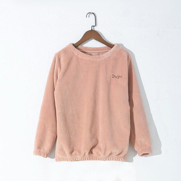 EVNISI-Conjunto de Pijama de terciopelo para mujer, Top suelto y pantalones de cintura elástica, traje de lana cálido informal para el hogar, otoño e invierno, 2023
