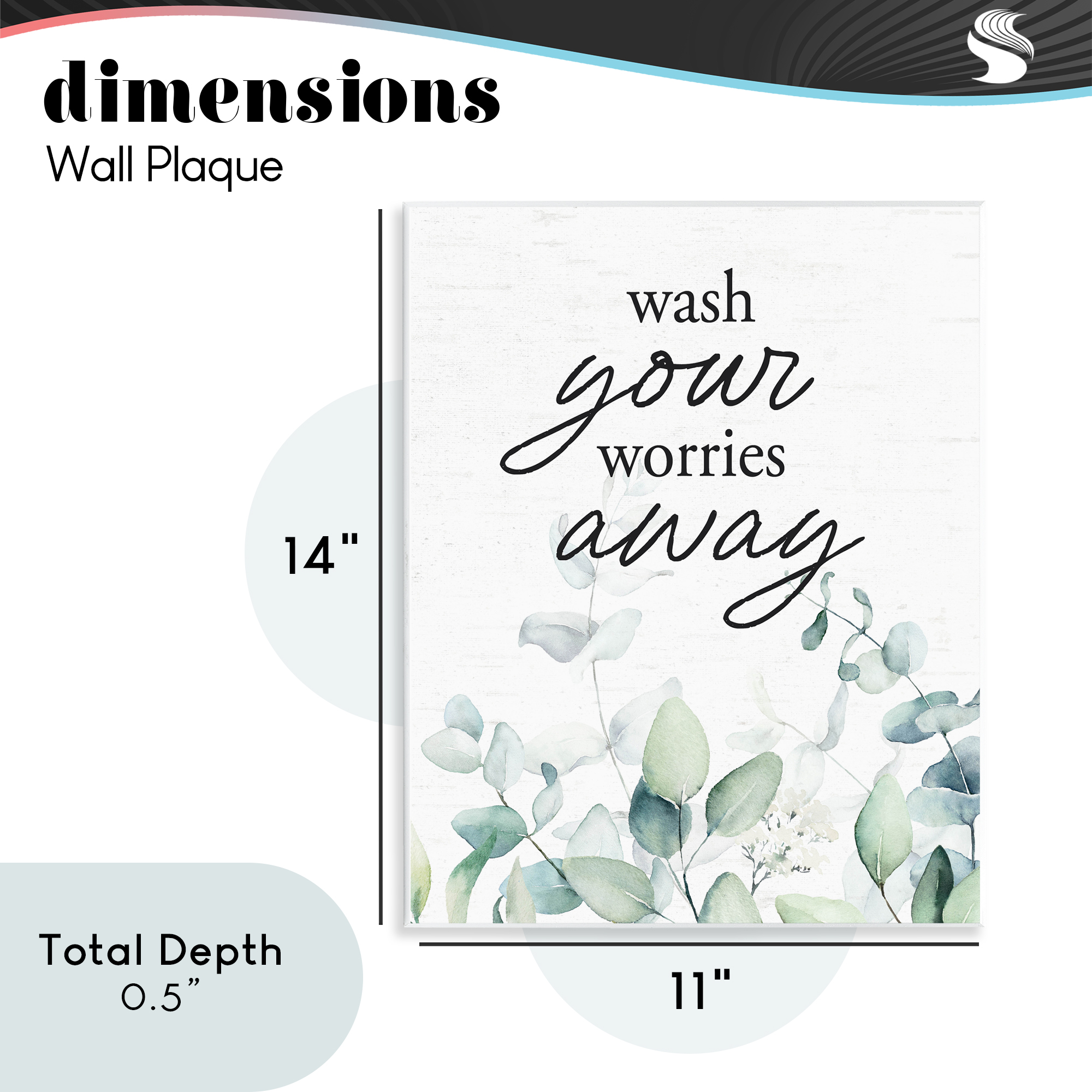 Wash Worries Away Herb Leaves Wall Plaque Art, design by Lettered and Lined
