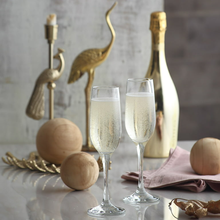 LAV Champagne Flutes Set of 6 - Clear Champagne Glasses 7.25 oz - Mimosa  Glasses