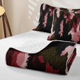 thumbnail image 4 of Castle Fairy Watercolor Camo Blotch Twin Quilt Set 2 Pieces,Abstract Vertical Splash Shape Twin Coverlet Set,Olive Pink Black,1 Bedspread and 1 Pillowcase, 4 of 7