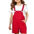 thumbnail image 3 of Mercatoo Teen Girls Bib Overalls Shorts Kids Sleeveless Solid Color Suspender School Rompe1 Tween Trendy Summer Casual Shortalls, 3 of 9