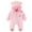 Pink, variant on Newborn Baby Bear Outfit with Fold-Over Mittens and Footies Girls Boys Winter Fleece Clothes Thick Hooded Romper Snowsuit