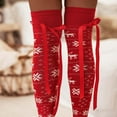 thumbnail image 6 of IWRICH Thigh High Socks for Women Cable Knit over the Knee Boot Socks Long Warm Leg Warmers Winter Red, 6 of 6