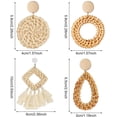 thumbnail image 1 of 4 pares de aretes de ratán, ligeros, geométricos, con flecos, trenzados, bohemios, hechos a mano, de paja, mimbre, trenzados, aretes colgantes para niñas y niñas Zhivalor HMHZ576, 1 of 4