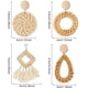 thumbnail image 2 of Pares de aretes de ratán, aretes bohemios tejidos con borlas y declaración geométrica ligera, aretes colgantes de aro de mimbre de paja hechos a mano, 2 of 8