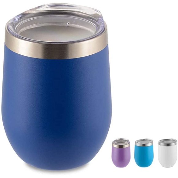 350ml Insulated Stainless Steel Double Wall Cup with Lid Wine Tumblers Keep Drinks Cold and Hot Lightweight Unbreakable (Blue)