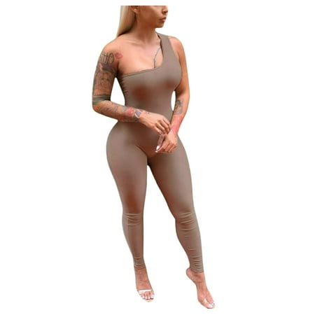 

Jumpsuits For Women Dressy Summer New Women s One-shoulder Sleeveless -lifting Sports Jumpsuit Women s Jumpsuits Rompers & Overalls Summer Rompers For Women 2023 Beach