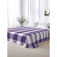 thumbnail image 5 of Purple Checkered Twim XL Size Flat Sheet, Wrinkleproof & Fadeproof Cooling Flat Bed Sheet Only, Farmhouse Buffalo Plaid Breathable Soft Bedding Top Sheets 66 x 102 Inches, 5 of 8