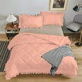 thumbnail image 2 of DNG Creations 1 Piece Ruffle Diamond Comforter All Season 550 GSM Full/Queen Size - 800 Threads Count, 100% Egyptian Cotton Solid Peach Colour, 2 of 7