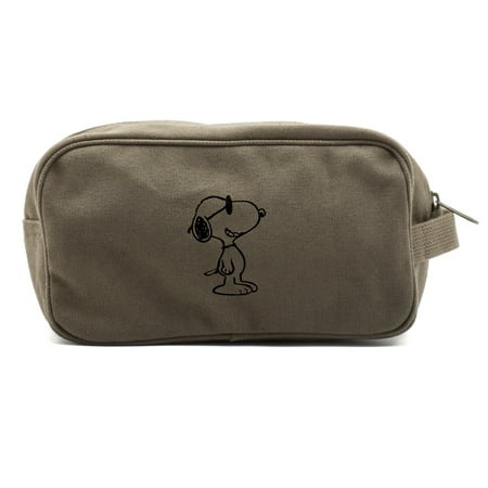 Happy Snoopy Canvas Dual Two Compartment Travel Toiletry Dopp Kit (Best Toiletries Bag For Backpacking)