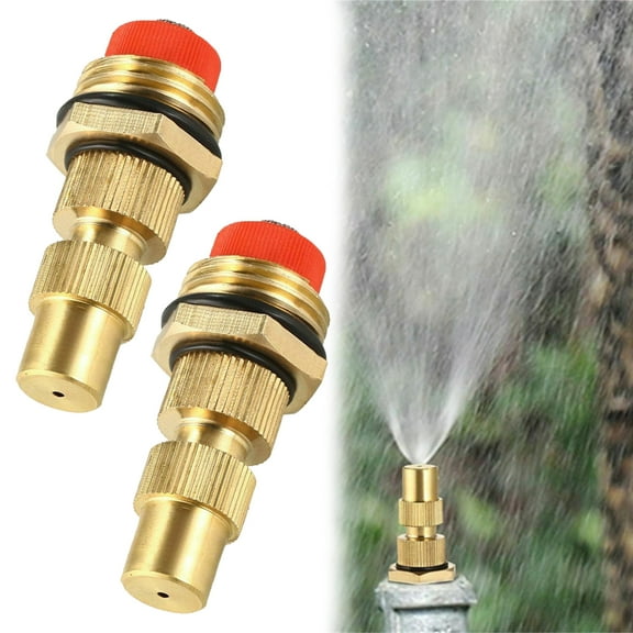 2 Pack Garden Irrigation Micro Flow Dripper, 2025 New Brass Atomization Nozzle, Sprinklers Emitter System Adjustable Micro Drip Head for Watering System