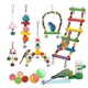 thumbnail image 1 of Juguetes para pájaros, 17 piezas de patas de madera, columpios, escaleras, escalada encaramada para jaulas de pájaros pequeñas y medianas, loros, 1 of 3