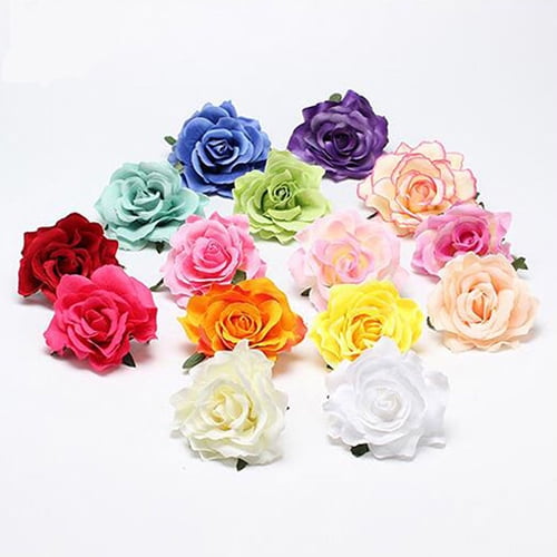 12 Vibrant Colours Gorgeous Big Fabric Rose Fascinator on Clip and Corsage Pin 