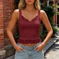 thumbnail image 4 of RFQWOVSR Womens Lace Trim Crop Tank Top V Neck Spaghetti Strap Sheer Mesh Clubwear XL, 4 of 5