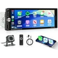 thumbnail image 2 of Single Din  Stereo with    Mirror Link,   Radio  Handsfree Headunit 6.9 Inch 1 Din IPS Touch Screen FM Type-C   EQ SWC with Reverse Camera, 2 of 7