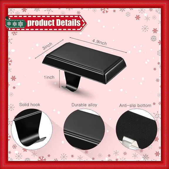 Metal Stocking Holder Weighted Base Christmas Stocking Hangers Non-Slip Protective Pad Mantle TV Stand Staircase Hook Single Piece(Black)