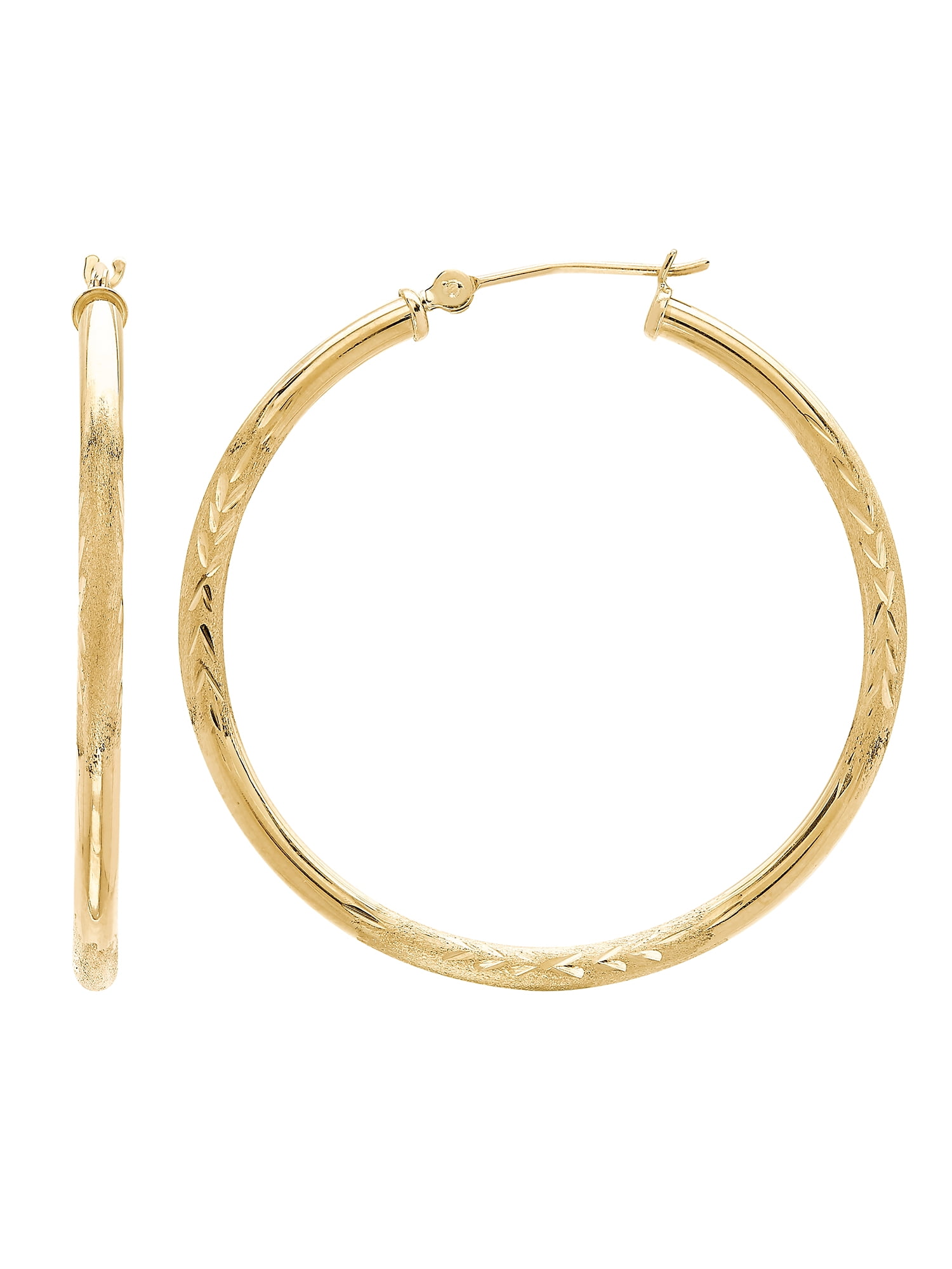 Brilliance Fine Jewelry 10K Yellow Gold 2.3MM x 37MM Hollow Round Hoop  Earrings