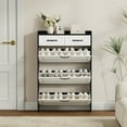 thumbnail image 3 of Barara King Shoe Cabinet with 3 Tilt-Out Drawers, Shoe Storage Cabinet with 2 Drawers and Ball Slide Rail for Entryway, Hallway, Living Room, Black+White, 3 of 6