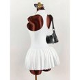 thumbnail image 7 of White Collared Sleeveless Button-Front Cinched Waist Mini Pleated Dress For Women, 7 of 7