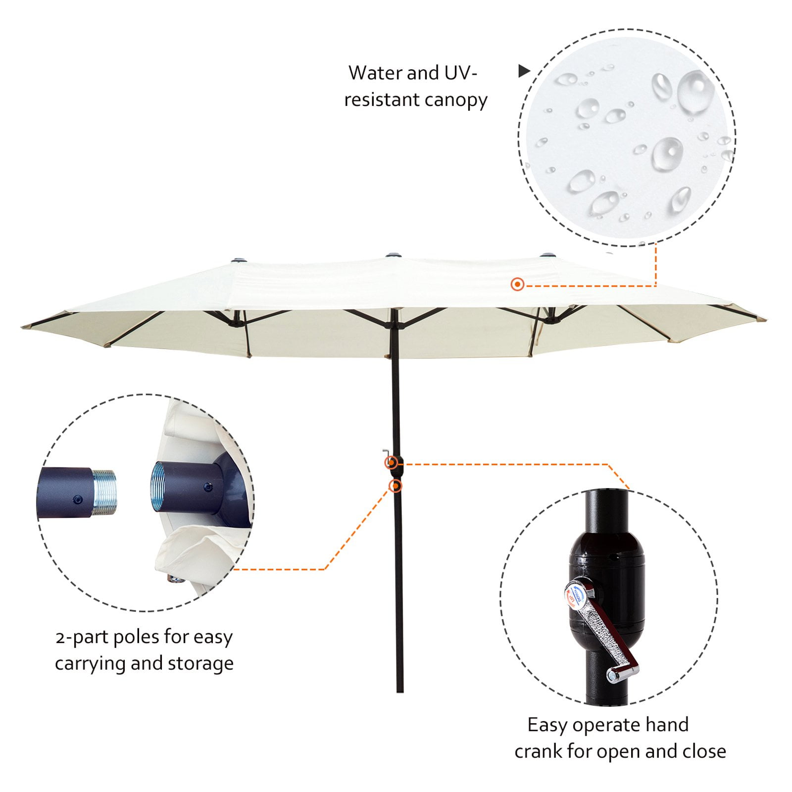 Outsunny 15 Ft Steel Double Sided Patio Umbrella Com Steel Double Sided Patio Umbrella Com