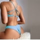 thumbnail image 2 of Traje de baño de dos piezas con sujetador acolchado en la espalda cruzada en la espalda de color sólido para mujer OAVQHLG3B Store  lin121212, 2 of 4