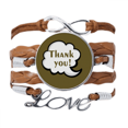 thumbnail image 1 of El lenguaje cuidado diario chat gracias Pulsera de cuero Negro trenzado pulsera de cuerda de amor Unbranded M, 1 of 3
