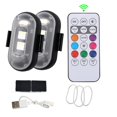 thumbnail image 1 of 8-Color LED Strobe Lights with Remote Control, USB Charging Waterproof Anti-Collision Emergency Warning Lights for Car, Motorcycle, Drone, Aircraft, Bike - Multiple Modes, 1 of 8
