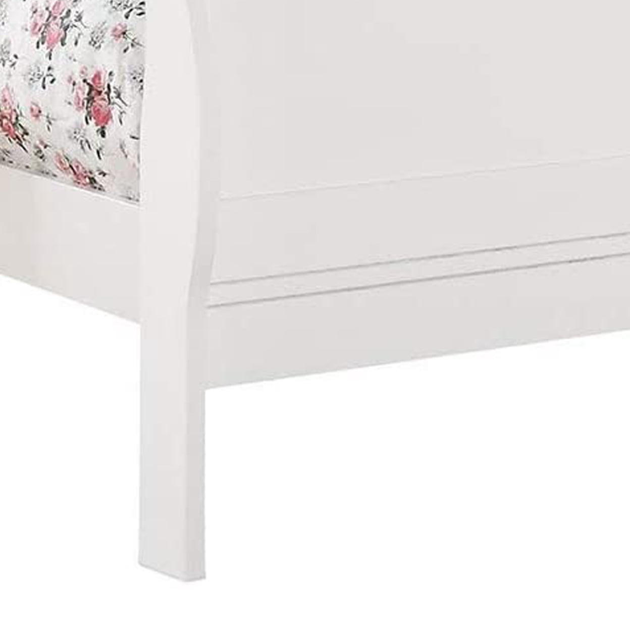 Transitional Panel Design Sleigh Twin Size Bed, White