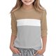 thumbnail image 4 of Blusas y camisas de manga corta con cuello redondo para verano y primavera, moda para niños pequeños, blusa lisa con cuello redondo y manga 3/4 para mujer, blusa de poliéster para niños, 4 of 5