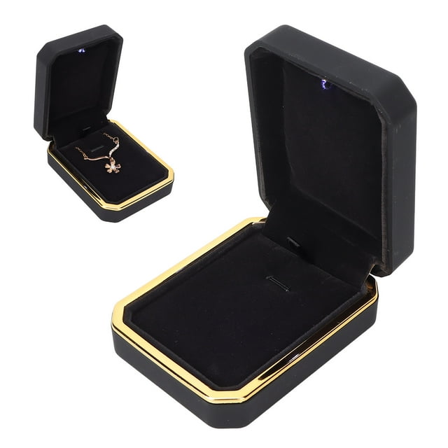Jewelry Box, Ring Box Unique Easy To Clean Soft Inner with Light for Gift Box for Storage Of Jewelry Black,White