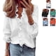 thumbnail image 2 of Blusa Manga Larga Cuello En V Falbala Puño Elástico Color Puro Tops De Moda Para Mujer Blanco L, 2 of 6