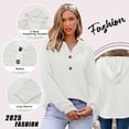 thumbnail image 5 of TEMOFON Hoodies for Women Long Sleeve Waffle Pullover Sweatshirts Casual V Neck Comfy Hoody Fall Ladies Trendy White Button Tops L, 5 of 9