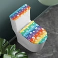 thumbnail image 2 of Renewold 2pcs Anti-Slip Toilet Lid Cover Tank Lid Covers Fit Most Round Elongated Toilet Valentine's Day Decor Rainbow Stripes Hearts Bathroom Dust Cover Set, 2 of 6