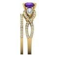 thumbnail image 3 of Clara Pucci 18K Yellow Gold Round Cut 1Ct Natural Amethyst Engagement Ring + Matching Band - Luxury Box Included, 3 of 7