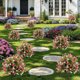 thumbnail image 4 of Camelia artificial con estaca, arbusto de flores artificiales exteriores de 17,7 pulgadas para decoración de jardín en patio, 4 of 6