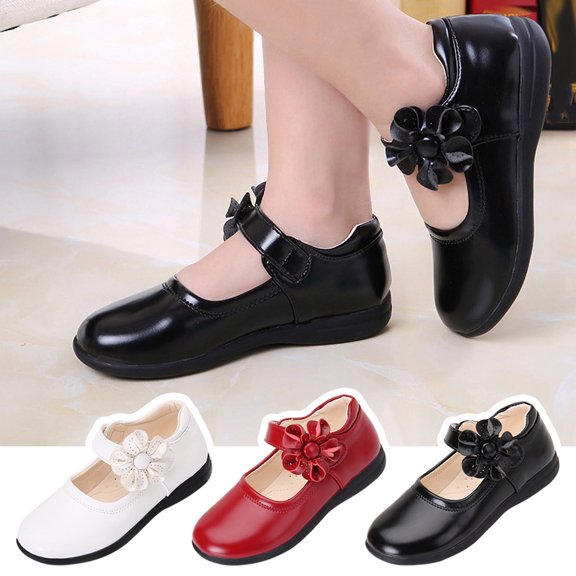 Fall New Little Girl Genuine Flower Single Princess Soft Sole Leather Shoes White qILAKOG Size 9.5