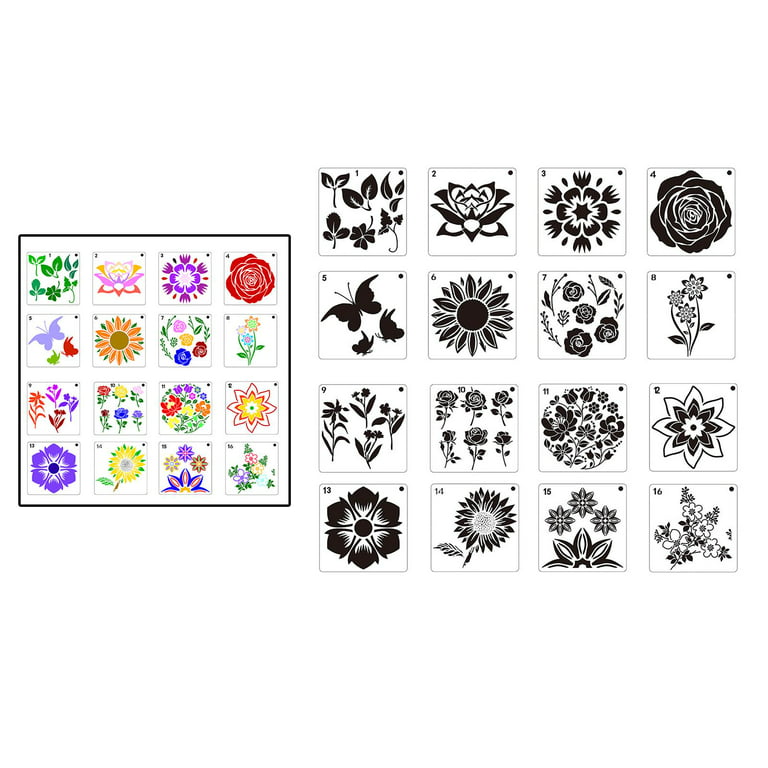 16pcs stencils for fabric painting flower Mandala Stencil Template