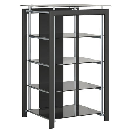 Bello Black Audio Video Stand - Bush Furniture Midnight Mist Media Stand in Black