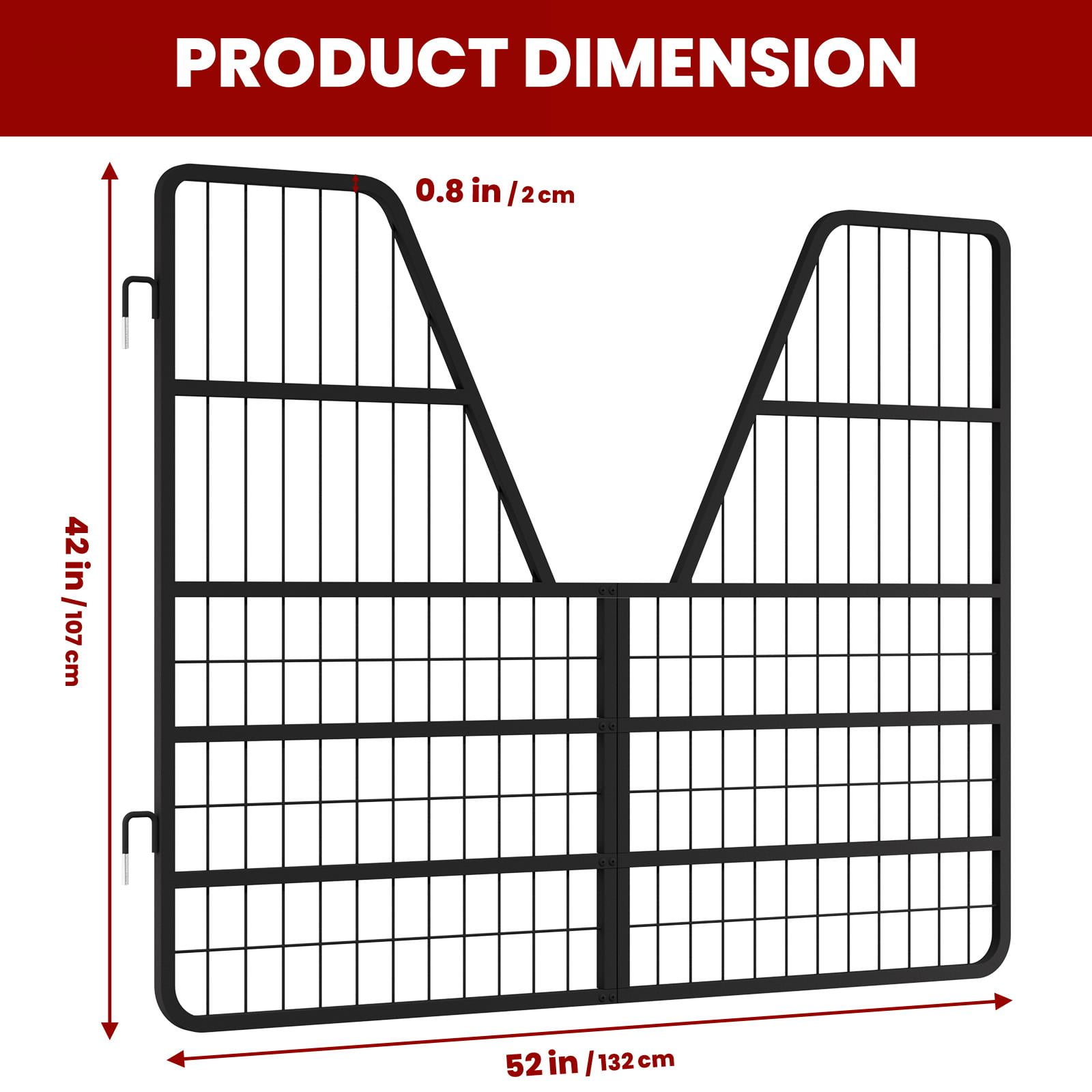 Three Floors Metal Horse Stall Gate, Strongest Heavy Duty Steel Gate for Horse Comfort, Animals Stall Fence  52" × 42"Two Way Door Horse Gate