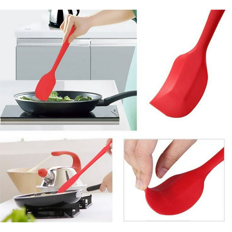 10-Piece Silicone Cooking Set Red- Spoons, Turners, Spatula & 1 Ladle Etc -  Heat Resistant Kitchen Utensils - Easy to Clean