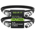 thumbnail image 1 of Cable de micrófono XLR GearIt macho a hembra de 30 cm, paquete de 2, 1 of 8