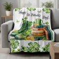 thumbnail image 2 of St. Patrick's Day Blanket Soft Cozy Warm Throw Blanket for Couch, Plush Fuzzy Flannel Fleece Blankets for Sofa, Lucky Shamrocks Boots Books Green Plants Bed Blankets Gifts for Men, 50"x60", 2 of 9