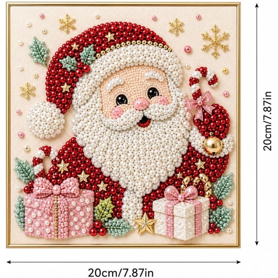 Christmas Pearl Diamond Art Kits for Adults 03-Pink 5D Pearl Diamond Painting Kit with 4 Festive Designs, DIY Christmas Diamond Art Craft for Home Wall Decor Holiday Gift