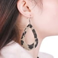 thumbnail image 4 of Ayyufe Women Leopard Print Teardrop Dangle Leather Hook Earrings, 4 of 7