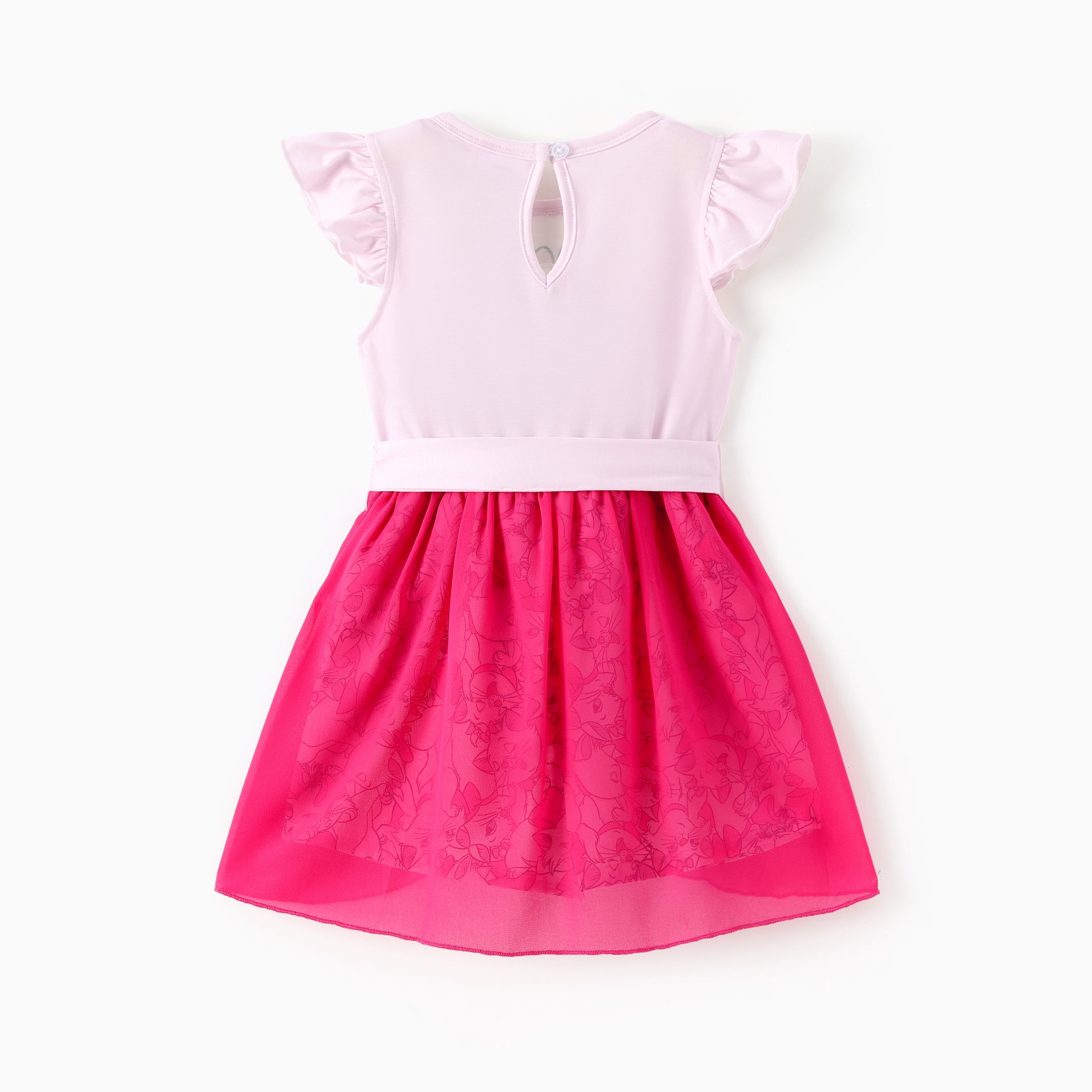 Disney Marie Girls Romper Dresses Bow Paris Eiffel Cat Graphic Pink Elegant Tulle Skirt Summer Outfit Baby Toddlers 2T