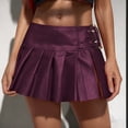 thumbnail image 2 of DHFJKG Skirts For Women Pu Leather Buckled Low Rise Pleated Mini Skirt A Line Night Out Party Club Versatile Skirt, 2 of 7