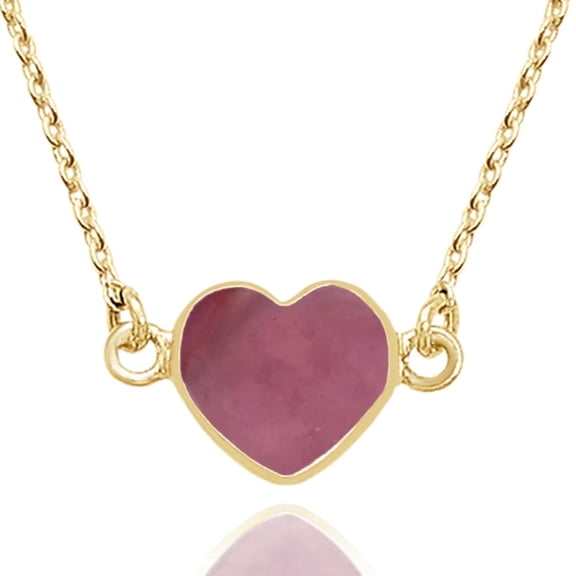 Ruby Heart Pendant Necklace -925 Sterling Silver 18K Gold Plated Jewelry, July Birthday Gifts, Dainty Gold Necklace for Women, Handmade Jewelry Gift for Mom