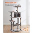 thumbnail image 3 of Feandrea Arbre à Chat, Tour pour Chat de 56,3 Po pour Chats d'Intérieur, Condo pour Chat à Plusieurs Niveaux avec Poteaux à Griffer, Perchoirs, Hamac et Niche, Gris Pâle, 3 of 7