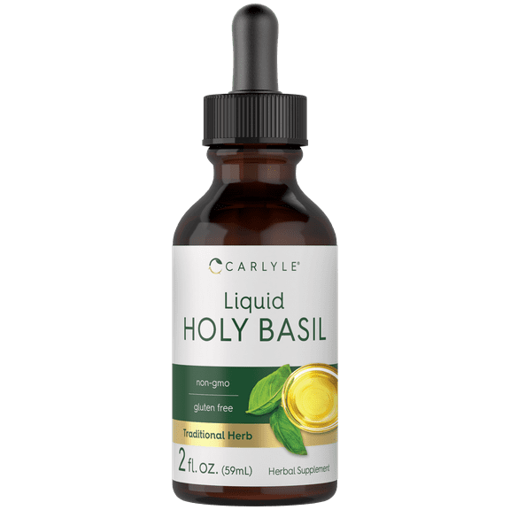 Holy Basil Extract Liquid | 2 fl oz | Vegetarian, Non-GMO, Gluten Free Supplement | by Carlyle