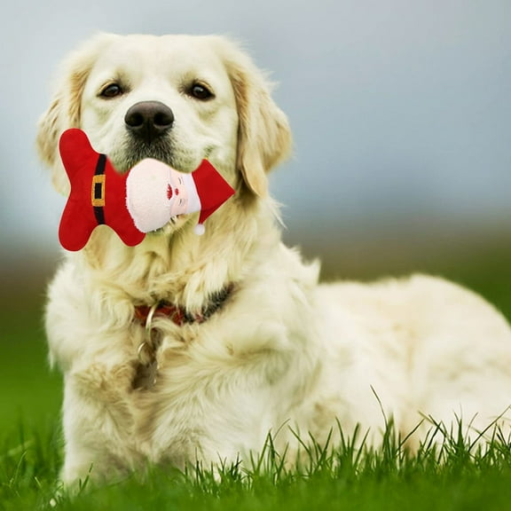 ​Squeaky Santa Dog Toy - 9" Chew Resistant Christmas Pet Toy with Festive Design, Red Velvet (Durable)​​ Red